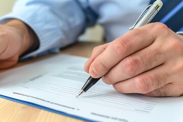 Close up of a businessman signing a contract