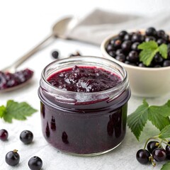 blackberry jam in glass jar