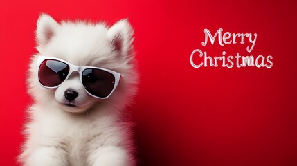 A fluffy Samoyed with sparkling glasses and festive decorations
A fluffy Corgi with stylish sunglasses lounging in holiday decor
A festive scene of a Havanese with fashionable glasses and a cozy backd