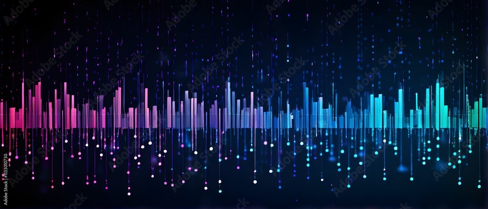 Poster abstract animation of binary code cascading down like digital rain, representing data insights, pastel hues