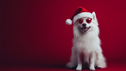 A fluffy Samoyed with sparkling glasses and festive decorations
A fluffy Corgi with stylish sunglasses lounging in holiday decor
A festive scene of a Havanese with fashionable glasses and a cozy backd