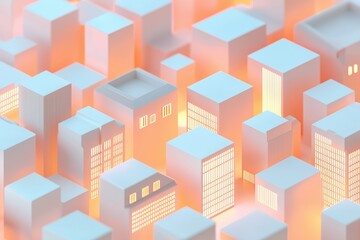 Abstract cityscape merging with real estate contracts glowing symbolizing housing ventures wealth and innovative property deals