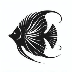 Obraz premium fish illustration, Angelfish logo vector, Angelfish vector illustration design, Angelfish silhouette vector black and white