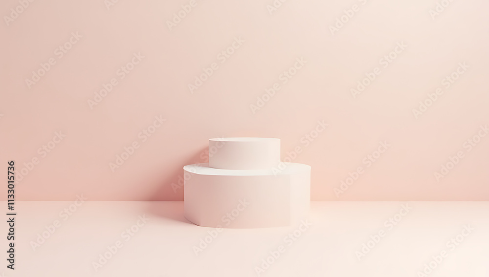 Poster geometric pedestal podium product display with a long shadow stands for creative packaging placement