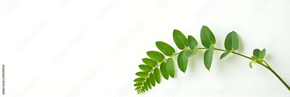 Aufkleber fresh green fern leaves placed on a minimalist white background providing ample space for creative c