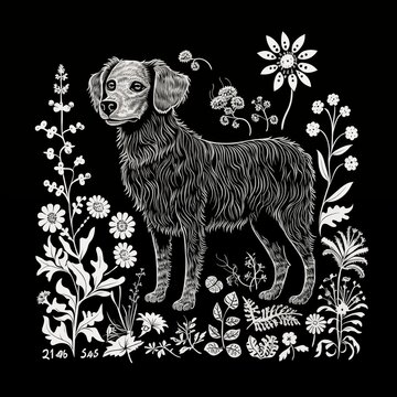 Dog Churrigueresque Plants Print ASCII Art Webcomic for T-Shirts