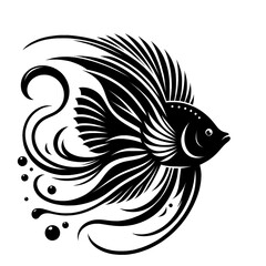 Fototapeta premium fish illustration, Angelfish logo vector, Angelfish vector illustration design, Angelfish silhouette vector black and white