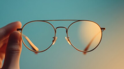 Stylish eyeglasses against a colorful background