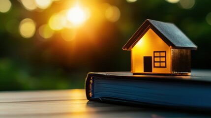 A glowing house resting on tax books symbolizing knowledge and opportunities in residential investments and tax savings