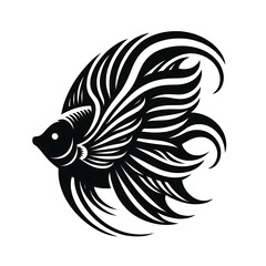 Fototapeta premium fish illustration, Angelfish logo vector, Angelfish vector illustration design, Angelfish silhouette vector black and white