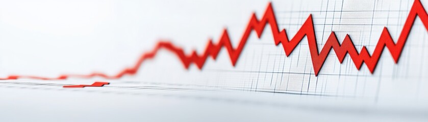 Fototapeta premium A dynamic financial graph showing upward trends with red lines, symbolizing market growth and investment opportunities.