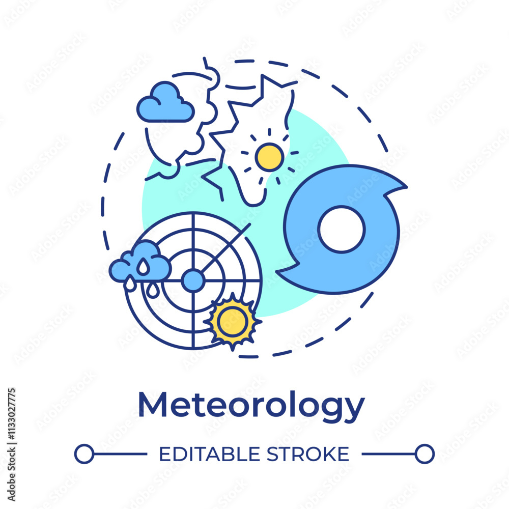 Wall mural meteorology multi color concept icon. studying data for weather forecasting. atmospheric science. ro