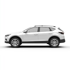 3D Rendering of a Generic SUV: White Car Isolated Against a Crisp White Backdrop, Showcasing Its Crossover Utility Design