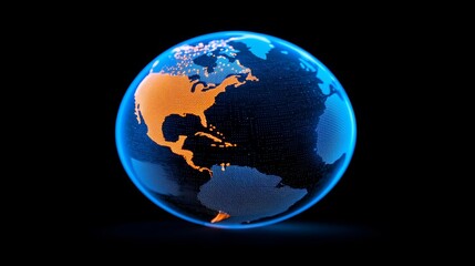 Fototapeta premium Symbolizing global communication, a digital globe with glowing data points.