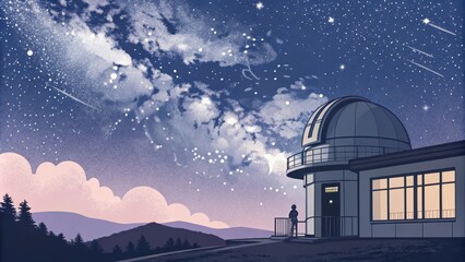 Obraz premium Serene Outer Space Observatory View at Dusk