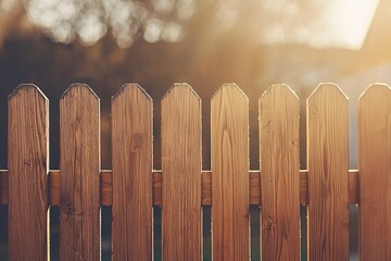 Rustic Wooden Fence Picket Fence Back Yard Autumn Sunlit Home Garden Rural Outdoor Nature Wood