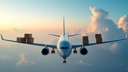 Airplane logistics for transporting product boxes via reliable business services that specialize in cargo transportation._00001_