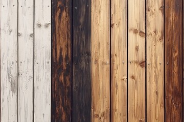 Obraz premium Rustic Wooden Fence Panels White Brown Dark Wood Texture Background