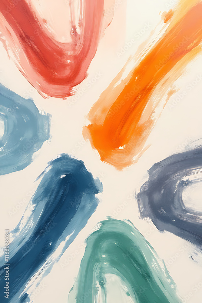 Poster Acrylic colors applied in a deliberate pattern against a neutral background creates a visually appealing artistic concept._00001_