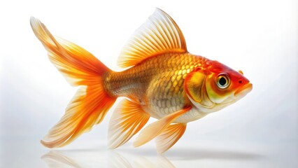 Free goldfish wallpaper: isolated image of a single goldfish on a white background, perfect for aquatic-themed projects.