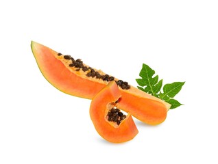 ripe papaya isolated on white background. full depth of field