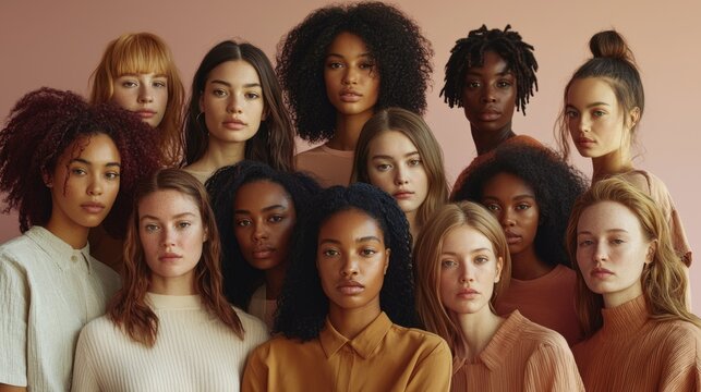 A group of women with different hair colors and styles are posing for a photo