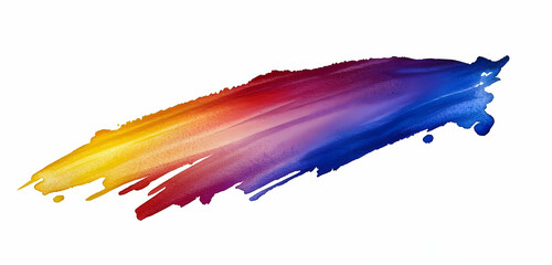 A seamless gradient watercolor stroke, blending rainbow colors fluidly, standing out against a white canvas, evoking creativity.