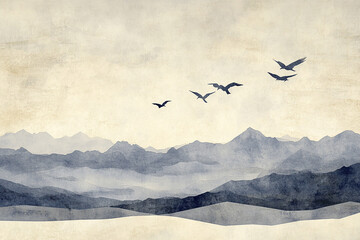 	
Ink painting, ink flowers, Chinese landscape painting