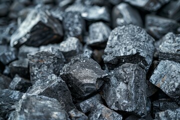 Big pile of natural black coals. Detailed photo textured background