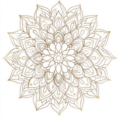Elegant Gold Mandala Design. Intricate Line Art for Tattoos and Fashion Decor