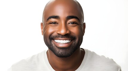 Obraz premium Happy Bald Black Man Smiling Brightly