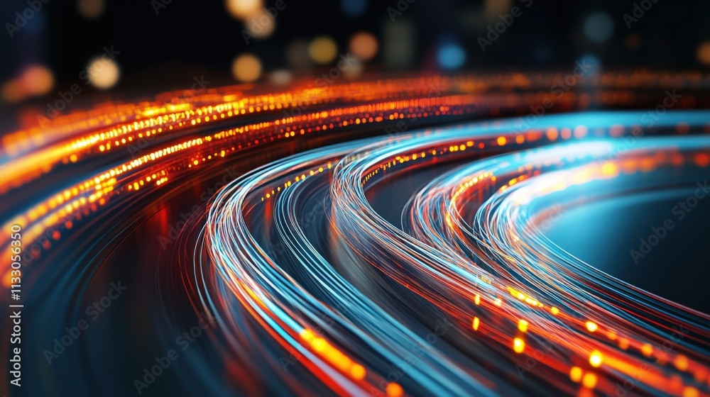 Fototapete Vibrant Light Trails in Motion Creating a Dynamic and Abstract Background of Colorful Light Patterns with Shimmering Effects and a Sense of Speed and Energy