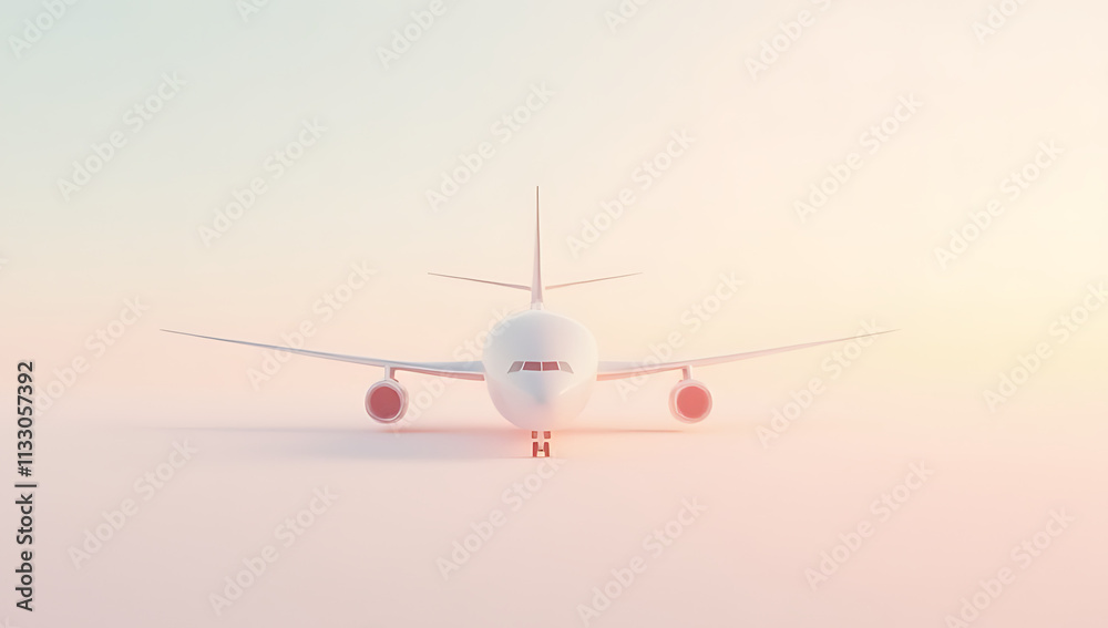 Aufkleber a model airplane sits on a soft pastel colored background, creating a serene and peaceful aviation t