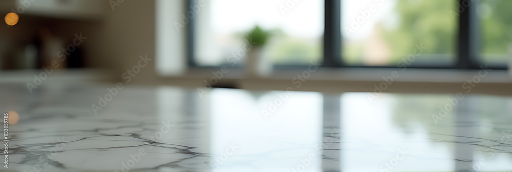 Poster A marble tabletop with a blurred window reflection in the background creates an abstract selective focus effect visually._00002_
