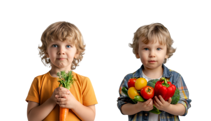 children with vegetables