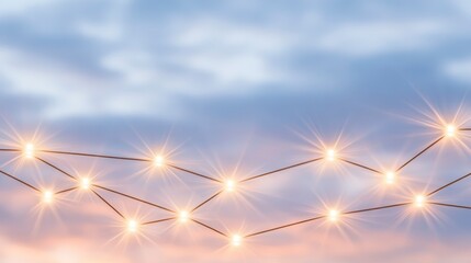 Obraz premium Glowing String Lights Festive Sky Evening Celebration Background