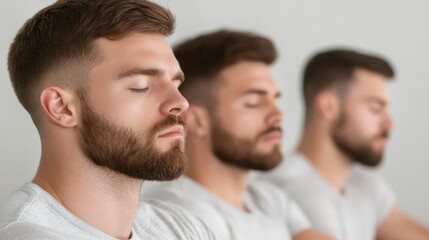 Fototapeta premium Serene Men Meditating Mindfulness Peace Tranquility Calmness Relaxation Yoga Breathwork Spiritual
