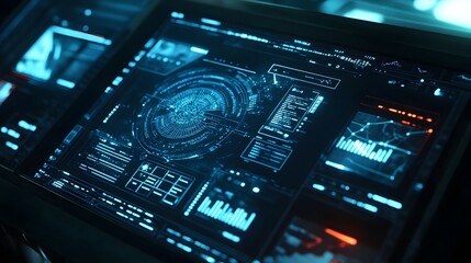 Obraz premium Futuristic Technology Interface Screen Displays Data
