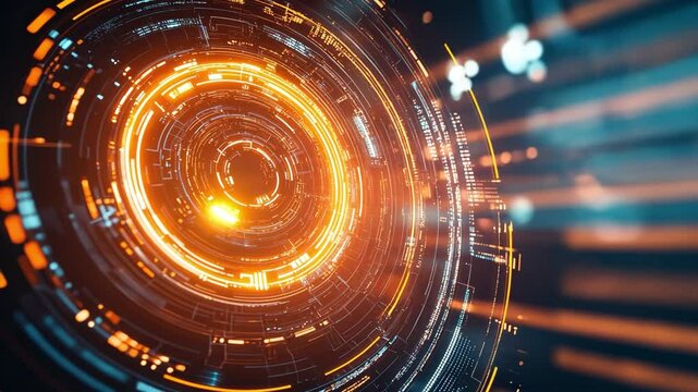 Futuristic Orange Tech Circle 