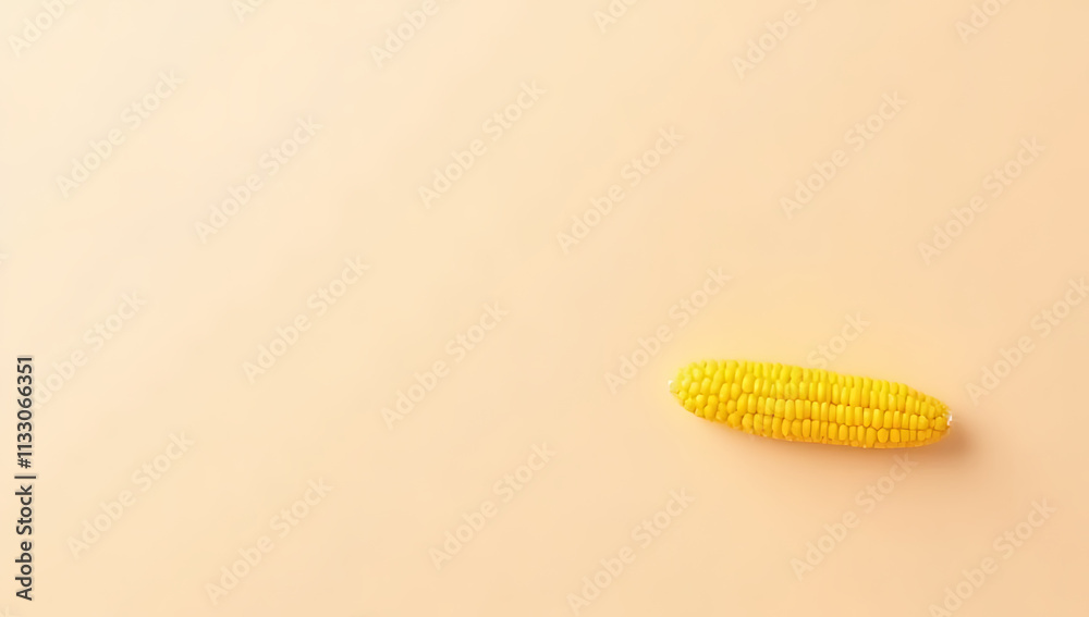 Poster a delicate corn element is showcased against a soft pastel colored background as part of a food conc