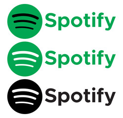 Spotify vector cions.unique spotify text and logo. vector editorial illustration
