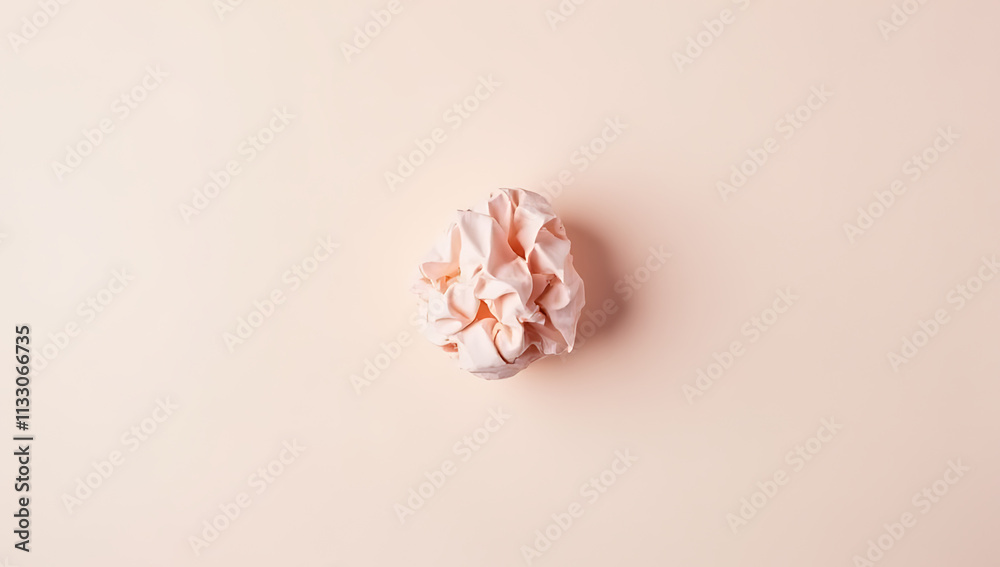 Poster a crumpled paper ball sits on a soft pastel colored background in this flat lay design meant to spar