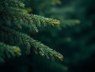 Dark green, background of thick spruce branches