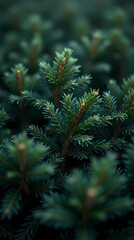 Dark green, background of thick spruce branches