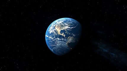 Obraz premium Earth with night lights in space dark blue background