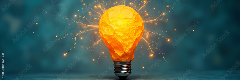 Aufkleber a burst of creative energy symbolized by a crumpled paper lightbulb sparks innovative ideas for the 