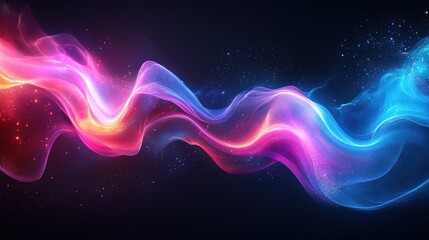 Obraz premium Vibrant energy waves: multicolored neon abstract background with cosmic twists