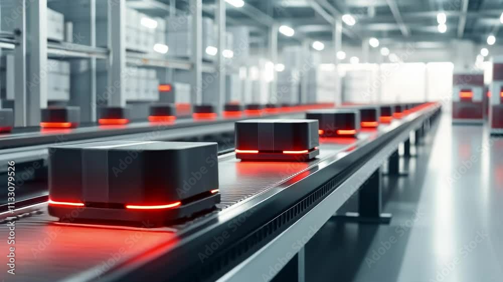 Poster advanced automated warehouse system with robotics for efficient parcel sorting and delivery