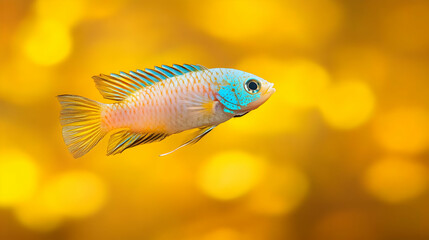Fototapeta premium Golden Bokeh Aquatic Illustration Yellow Fish