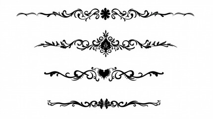 Obraz premium Elegant Black Ornamental Borders on White Background for Decoration